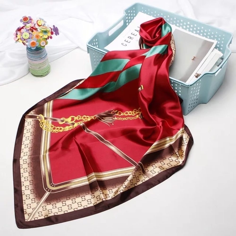 Miss Grace Red Satin Square Scarf/Shawl
